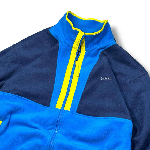 COLUMBIA Back Bowl Full Zip Fleece Jacket Mens 2XL Blue Yellow Vintage Style $95 - Picture 4 of 10